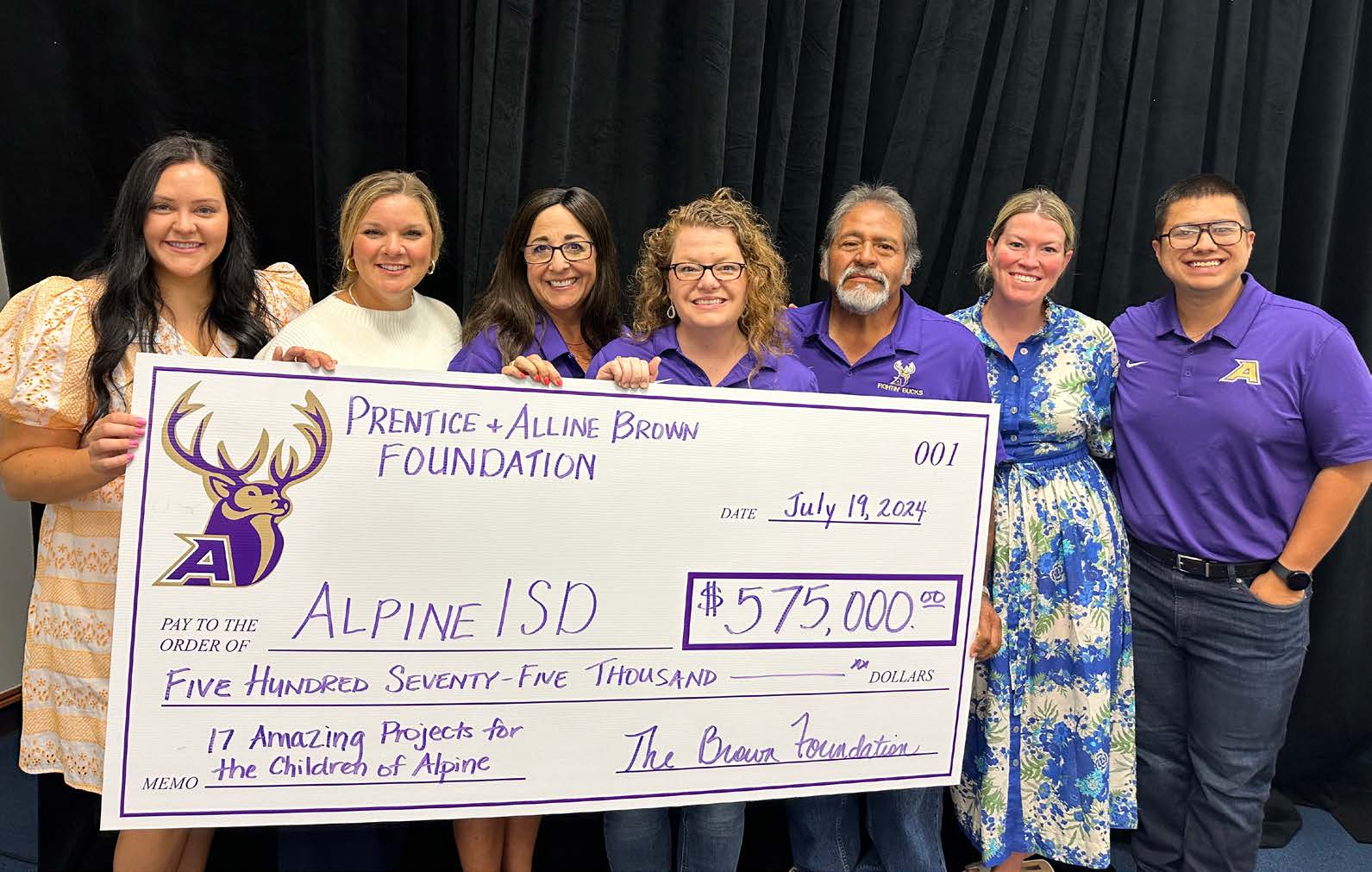 Brown Foundation PBAF Donation Check